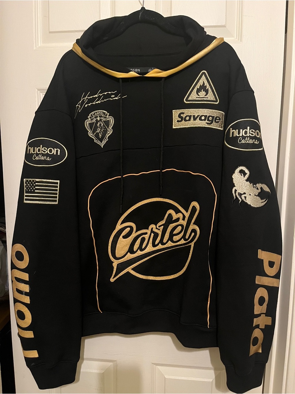 Hudson Outerwear Black & Gold Hoodie Sweatshirt Logos Cartel Savage Plata Promo